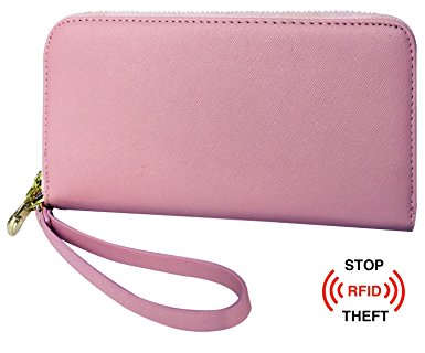 Womens RFID Blocking Leather Wallet Credit Card Holder Purse Clutch Organizer