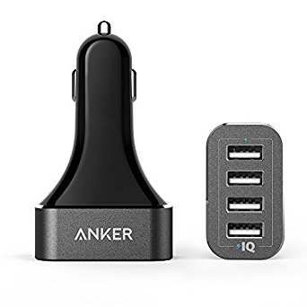 Anker 9.6A / 48W 4-Port USB Car Charger with PowerIQ Technology for iPhone, iPad Air 2, Samsung Galaxy, Nexus, HTC, Motorola, Nokia and More