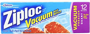 Ziploc Vacuum Refill Bags (Pack of 3)(12 count)(Special one-way valve that allows air in the bags to be removed)(Includes specially designed vacuum bags)