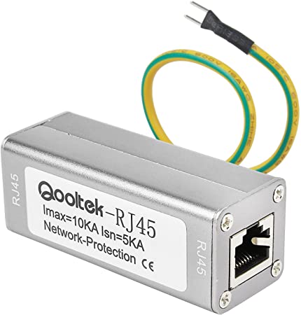Qooltek ST-NET Ethernet Surge Protector for 10/100/1000 Base-T PoE  Gigabit Modem Thunder & Lighting Protection ST-RJ45