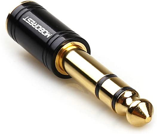 MOBOREST 3.5mm to 6.35mm Stereo Pure Copper Adapter (6.35Male-3.5Female-BLACK-1PCS)