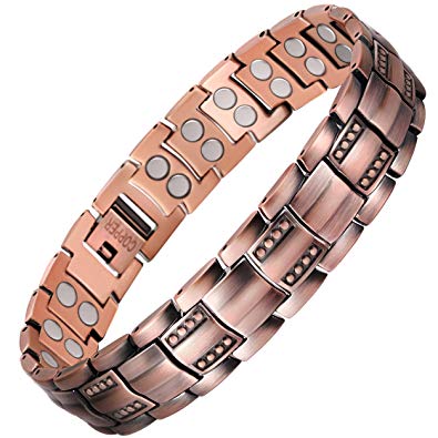 VITEROU Mens 99.95% Pure Copper Magnetic Therapy Bracelet with High Powered Magnets for Arthritis Pain Relief,3500 Gauss,8.5-9.8 Inches