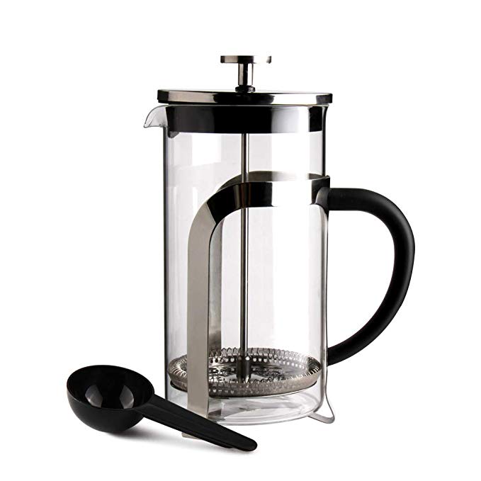 Sivaphe French Press Coffee Maker- Borosilicate Glass Beaker Heat Resistant Stainless Steel-Resuable Loose Tea Pot 1 Liter/34OZ 8 Cup