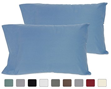 American Pillowcase 100% Cotton, High Thread Count, Luxury Set of Pillow Cases, Single Needle Hem Stitch, Standard 21x30 (fits 20x26 pillow) - Lt Blue