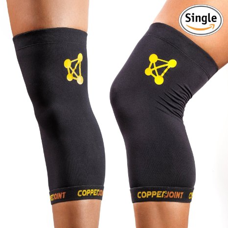 CopperJoint Copper Knee Brace, #1 Compression Fit Support - GUARANTEED Recovery Sleeve - Wear Anywhere - Single