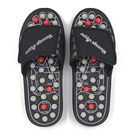 BYRIVER Acupressure Foot Massager Acupoint Massage Ball Roller Slippers Shoes Reflexology Sandals for Men Women(BS)