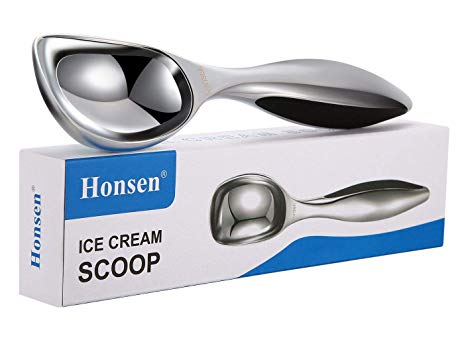 Honsen Solid Stainless Steel Ice Cream Scoop with Thickening Handle