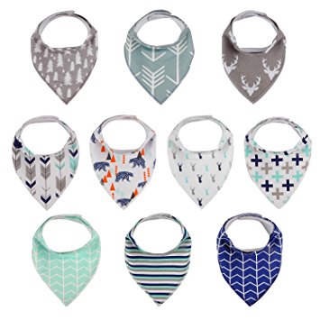 10-Pack Baby Bandana Drool Bibs for Drooling and Teething Boys Girls by MiiYoung