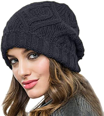 Winter Hats Women Girl-New Knitted Ski Hat Thick Warm Beanie Skull Cap for Gift