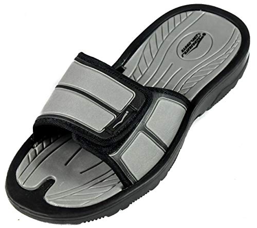 SLR Brands Mens Adjustable Sandals - Shower Flip Flops for Men | Nonslip Men's Slide On Sandals for Shower, Beach, Pool, Summer, Gym Slides | Arch Support for Athletes | Multiple Sizes and Colors