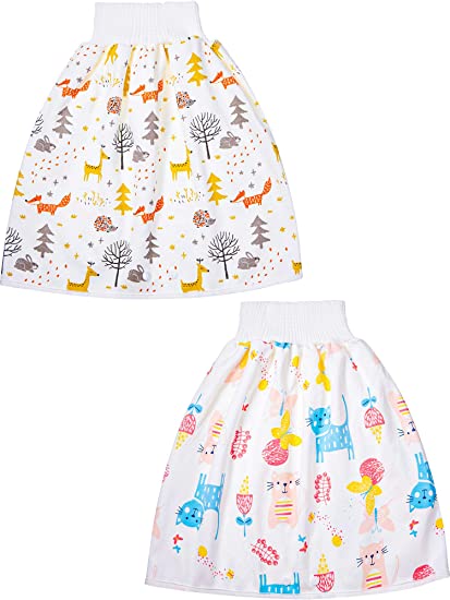 2 Pieces Baby Diaper Skirts Cotton Children Diaper Skirt Shorts Baby Potty Training Skirts Kids Waterproof Clothes Diaper Skirt for Baby Boy Girl Night Time Sleeping