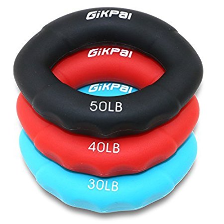 GikPal 3 Pack Hand Gripper Strengthener, Silicone Hand Grip Strength Training Adjustable Resistance 30-50 Lbs Arm Hand Exerciser Non-slip Gripper Strengthener for Athletes Pianists Kids