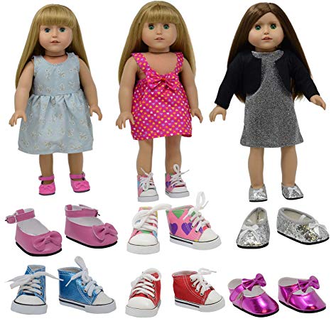 The New York Doll Collection D359 6 Pairs of Doll Shoes Fits 18" Dolls (Style 5), Color (Pack of 12)