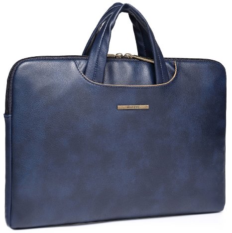Canvaslife Blue Pu Leather Laptop Briefcase 14 Inch Laptop Case for Macbook Pro 15 and 14 Inch 14.0 Inch Dell Hp Lenovo Sony Toshiba Ausa Acer Samsun Laptop Bag