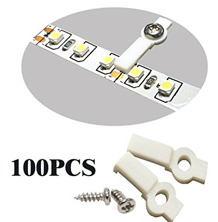 SpiritLED 100 Lots Strip Light Mounting Bracket Fixing Clip-One Side Fixing,Screws included (100, Hollow Distance 10.8mm (Ideal for strip width 10mm))