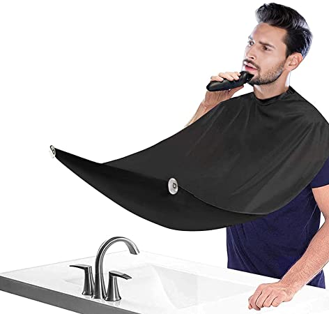 Beard Bib Beard Apron, Beard Catcher for Men Shaving and Trimming, Non-Stick Beard Cape Grooming Cloth, with 2 Suction Cups, Best Gifts for Men