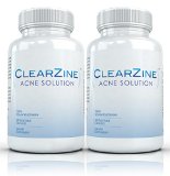 Clearzine 2 Bottles - The Top Rated Acne Treatment Pill Eliminates Acne Blackheads Redness Blotchiness and Zits - 60 capsules each