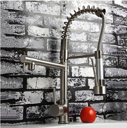 Rozin® Brushed Nickel Pull Down Kitchen Sink Faucet Swivel Spout Brass Mixer Tap