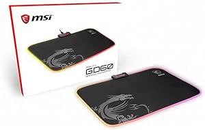 MSI AGILITY GD60 - RGB Gaming Mouse Pad, Low Friction Textile Surface, Soft Seamed Edges, Anti-Slip Base - 386 x 276 x 4 mm