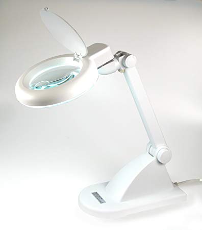 Standing task light magnifying lamp, 3 diopter, white