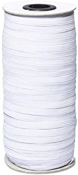 Elastic for Sewing 1/4 inch Elastic Cord Wide Braided Stretch Strap for DIY Sewing Crafting 100 Yards Flat (White, 6mm)