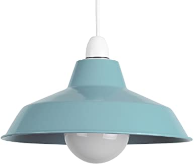MiniSun - Retro Style Gloss Blue Metal Reflector Ceiling Pendant Light Shade