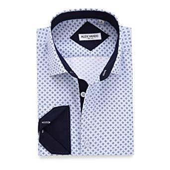 Alex Vando Mens Printed Dress Shirts Long Sleeve Regular Fit Casual Button Down Collar Shirt