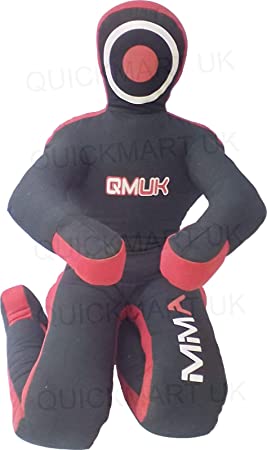 QMUK MMA Grappling Brazilian Jiu Jitsu Wrestling Mixed Martial Arts Judo Training Kick Boxing Dummy (Canvas Black/Red, 70" (6 Feet))