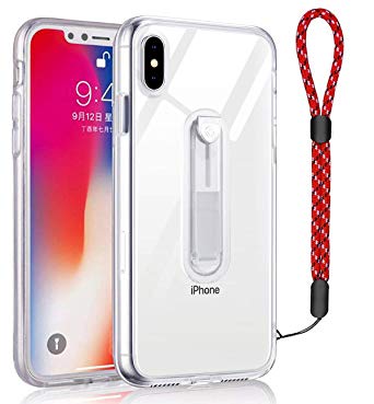 Calmpal Clear iPhone XR Case,Protective Phone Cover with Kickstand Ring Stand Holder & Adjustable Wrist Strap Compatible for iPhone Xr 6.1" - Crystal Clear