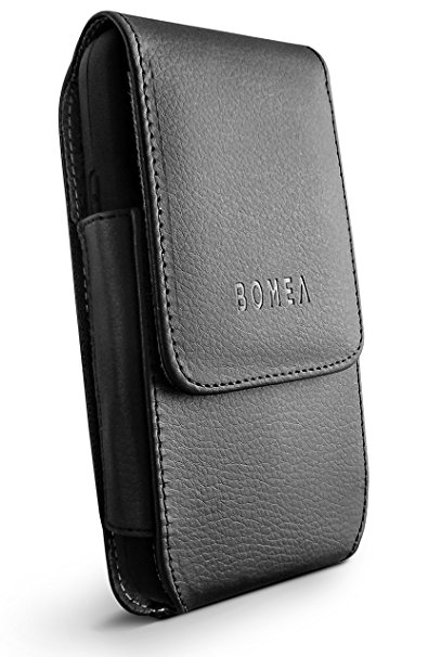 Galaxy S6, Galaxy S6 Edge Case, Bomea Leather Case Belt Clip Holster Pouch Cover for Samsung Galaxy S6, S6 Edge - Swivel Belt Clip with Magnetic Flip Closure (Also Fit with Another Case On) Black