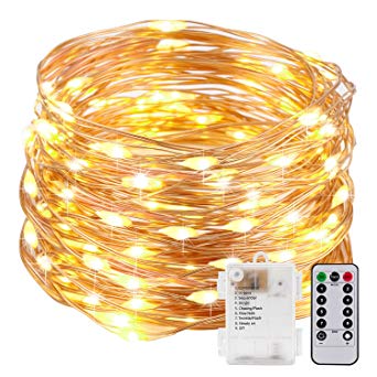 Kohree 33ft (10m) 100 LEDs Fairy Lights Copper Wire Lights - Starry Lights w/ Timer Battery Box ,Rope Lights String Lights for Festival, Christmas, Wedding, Holiday and Party - Warm White, Battery Powered