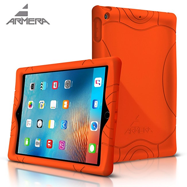 New iPad 9.7 Inch 2017 Case, Armera Heavy Duty Extra Corner Shockproof Silicone Protection Anti Slip Kids Safe Case Cover For Apple new iPad 9.7 inch (2017 Release, 5th Gen A1822 A1823) (Orange)
