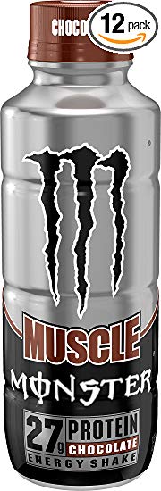 Muscle Monster Chocolate Energy Shake, Protein   Energy Drink, 15 ounce (Pack of 12)