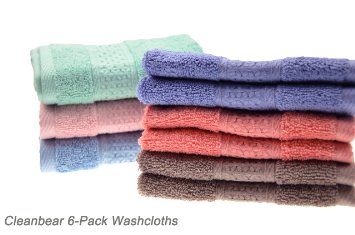 Cleanbear Face-Cloth Washcloths Set,100% Cotton, High Absorbent, 6-pack 6 Colors, Size13"x13"-deep color