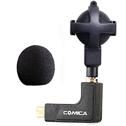 Microphone for GoPro Comica CVM-VG05 Pro Ball-shaped Stereo Mic Audio Sound Recording Windscreen Carrying Case for GoPro Hero 4/3 /3 (Black)