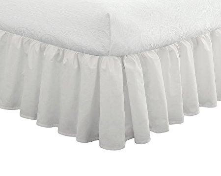 Fresh Ideas Bedding Ruffled Bedskirt, Classic 14” drop length, Gathered Styling, Queen, White