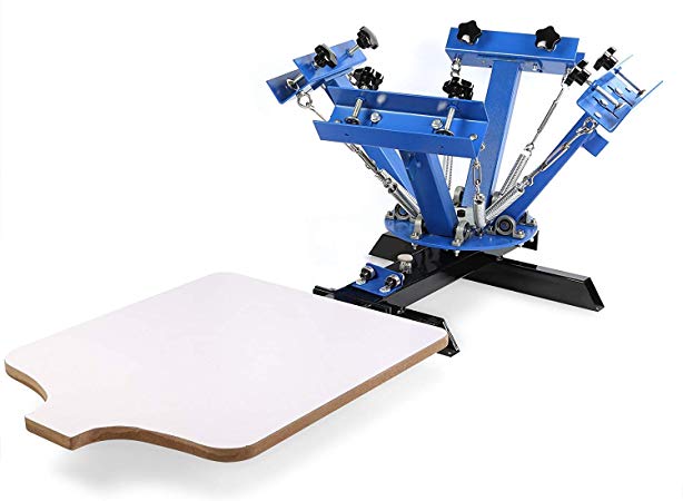 VEVOR Screen Printing Machine 4 Color 1 Station Screen Printing Press 21.7X 17.7 Inch Silk Screen Printing for T-Shirt DIY Printing Removable Pallet