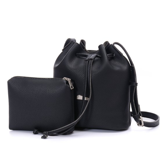 Artmis Drawstring Bucket PU Leather 2 pieces Hobo Bags Cute Style Shoulder bag Cross body Purse Handbags for Women