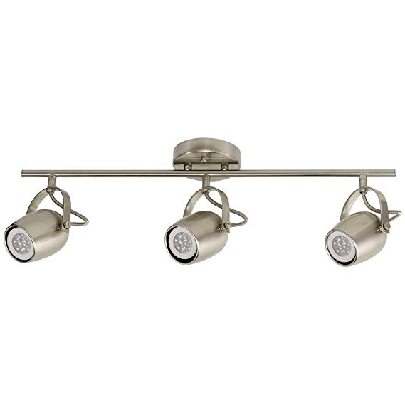 Globe Electric Samara 3-Light Track Lighting, Brushed Nickel, LED Bulbs Included 58959