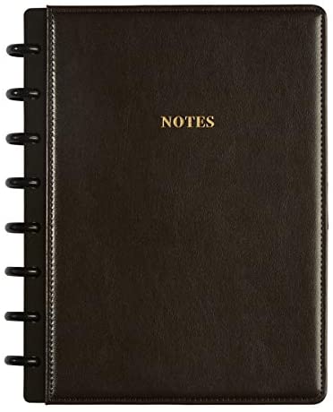 TUL® Discbound Notebook, Limited Edition, Junior Size, Narrow Ruled, 60 Sheets, Dark Brown Leather