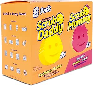 Scrub Daddy Sponges 4ct   Scrub Mommy 4ct - Scratch-Free Multipurpose Dish Sponges - BPA Free & Made with Polymer Foam - Stain & Odor Resistant Kitchen Sponge (8 Pack)