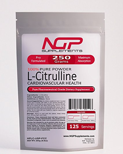 L-CITRULLINE Powder 250g (8.8oz) - Increase Performance -Nitric Oxide -Cardio