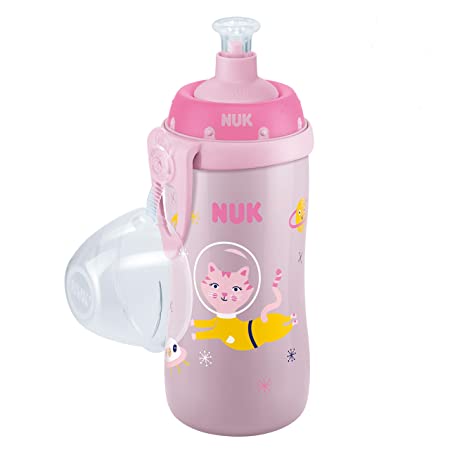 NUK Junior Cup with Push-Pull Spout 300 ml Leak-Proof with Clip BPA-Free 1 Piece Pink