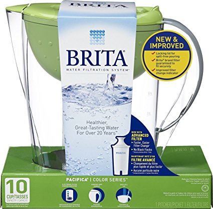 Brita Pacifica Water Filter Pitcher, Green, 10 Cup