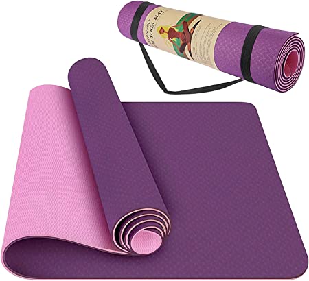 StillCool Yoga Mat - Classic 1/4 inch Pro Yoga Mat Eco Friendly Non Slip Fitness Exercise Mat with Carrying Bag - Workout Mat for Yoga, Pilates and Floor Exercis (Purple TPE, 1/4 inch)
