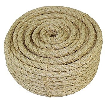SGT KNOTS Twisted Sisal Rope 3/16-Inch, 1/4-Inch, 3/8-Inch, 1/2-Inch x Several Lengths (1/4"x600')