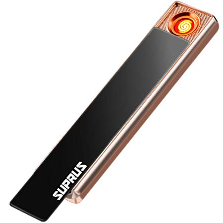 SUPRUS Electric Cigarette Lighter USB Rechargeable Flameless Windproof Slim Design Extremely Light-Weighted with USB Charging Cable