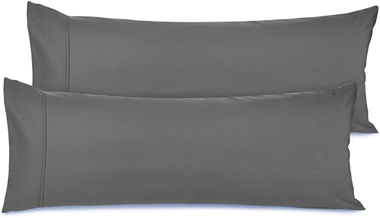 Nestl Bedding Body Pillow Case Set of 2 - Double Brushed Microfiber Hypoallergenic Pillow Covers - 1800 Series Premium Bed Pillow Cases, 20"x54" - Gray