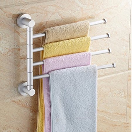 AUCH New/Durable/Useful Wall-Mounted High Quality Aluminium Alloy Swing Bathroom/Kitchen Towel Bar Rack Hanger Holder Organizer Pattern C(4-Arm)