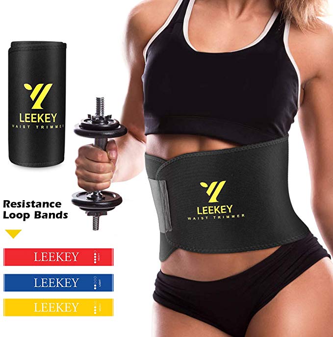 LEEKEY Waist Trimmer Belt for Women & Men - Slimmer Kit - Weight Loss Wrap - Sport Girdle Sweat - Stomach Fat Burner Workout Slimming Body Shaper Sauna Exercise - Include Carry Bag